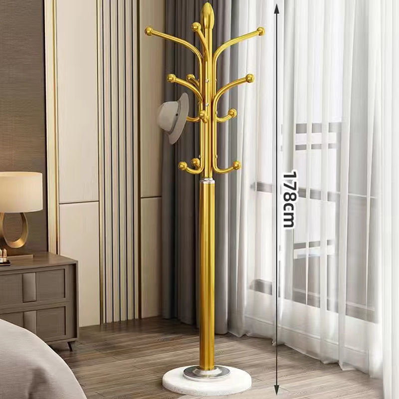 Percha de gorras, percha de ropa de piso, percha de ropa de lujo ligera, estante de ropa simple, estante de bolsa vertical de una sola varilla para la sala de estar doméstica