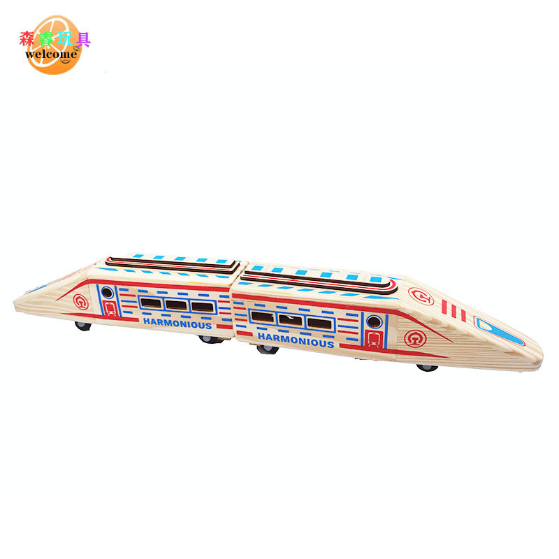 Wooden model home desktop ornaments car model Harmony EMU bulldozer fire truck roller mixer