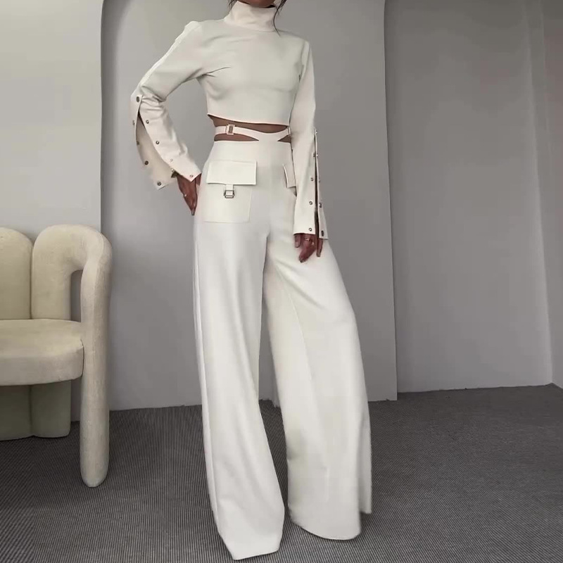 Streetwear Style Casual Daily Women's Streetwear Solid Color Polyester Hollow Out Pant Co-ord Set Pants Sets