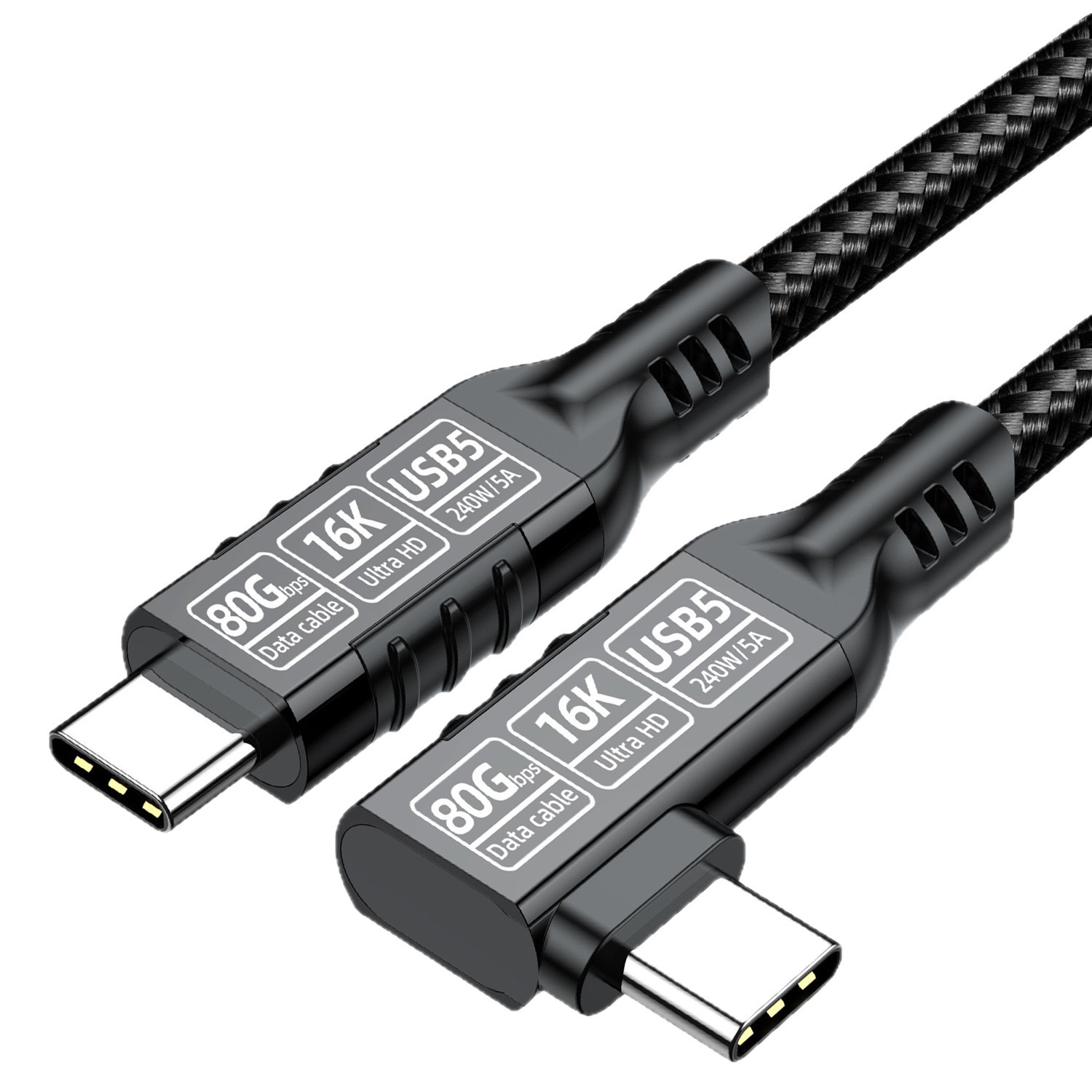 80g ハードディスクケーブルエルボ型 USB5type-ctoc データケーブル 16K 画面投影対応 Thunderbolt 5 コンピュータ 240W 急速充電