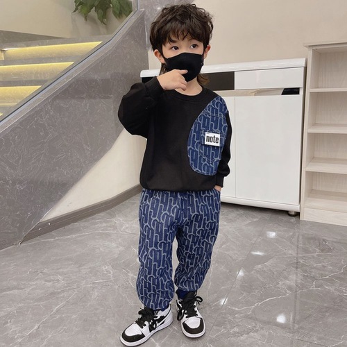 Boys' autumn clothing, children's clothing, spring and autumn sportswear suits, older children's long-sleeved sweatshirts and casual pants two-piece trendy sets