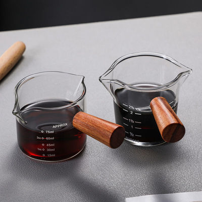 concentrate Mug Wooden handle Glass Cup milk coffee glass Graduation share Latte cup Mini Milk tank