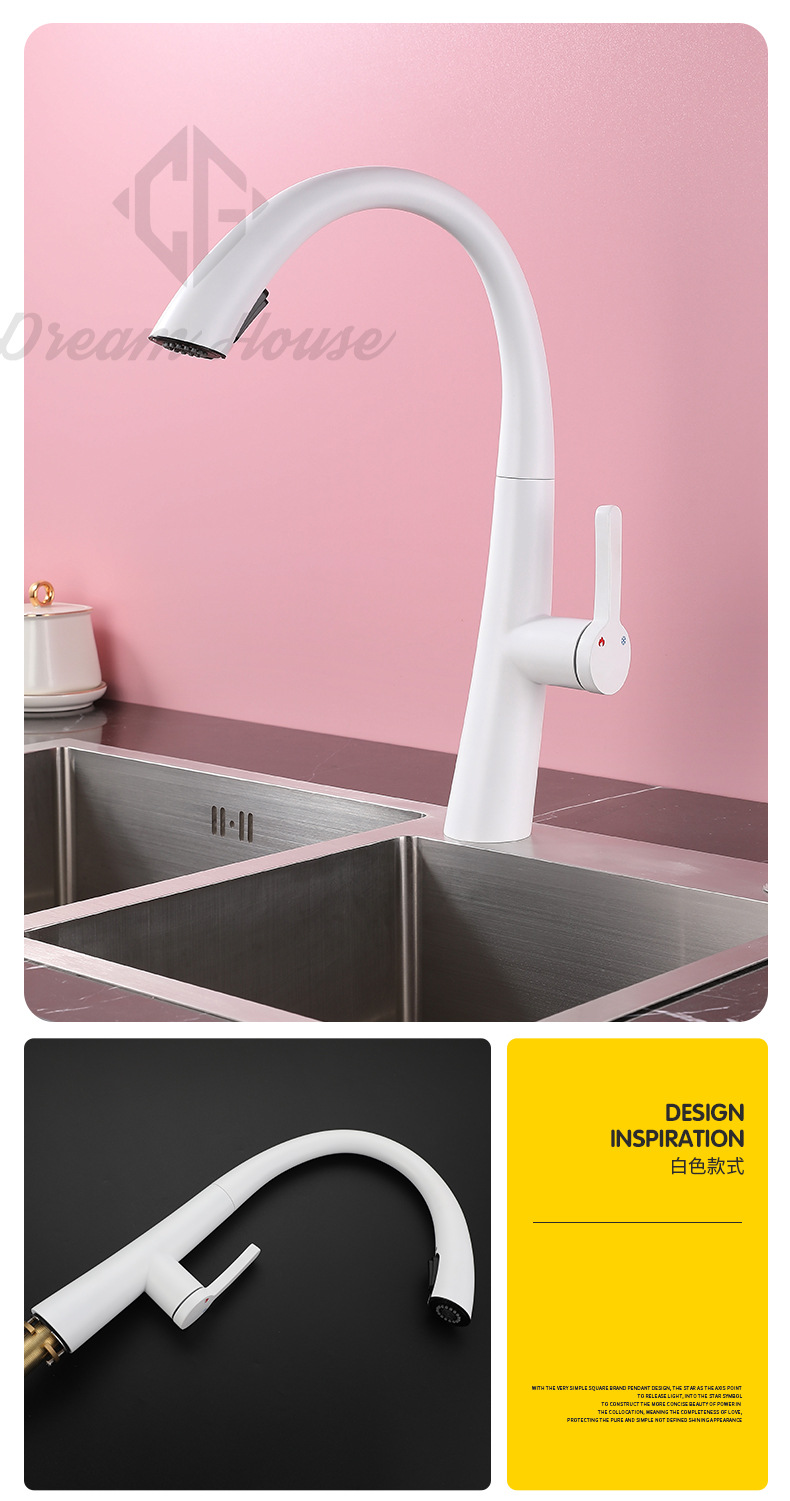 The designer's same style faucet kitchen pull-out faucet, all-copper dual-mode water outlet, 304 stainless steel cold and hot water undefined