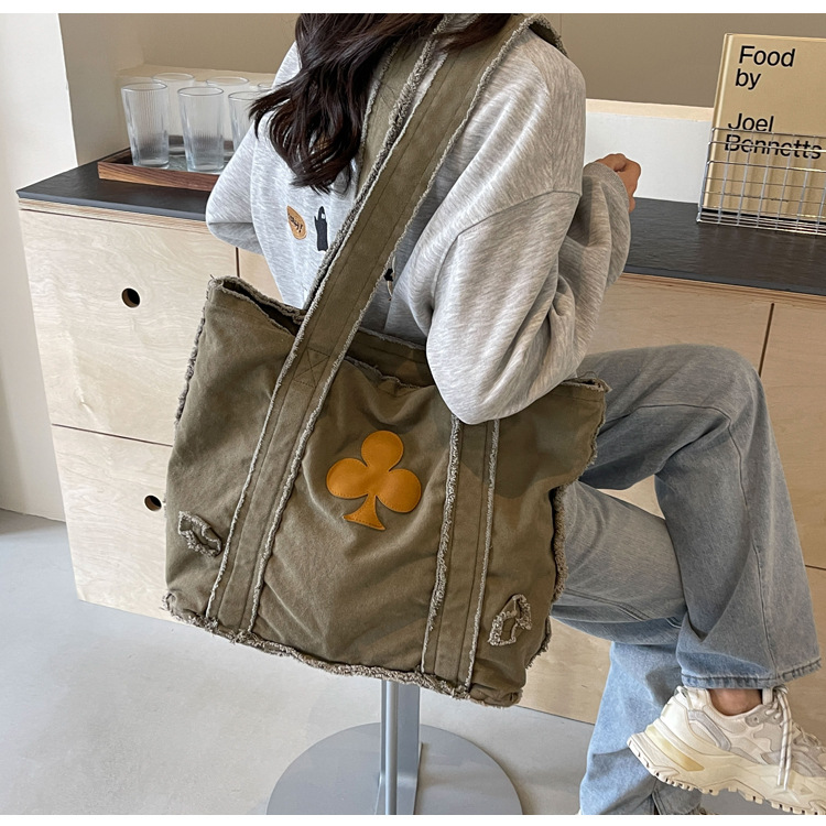 577g Weight Polyester Lining Material Sewing Thread Fashion Element Open Closure Type Double Handle Strap Type Tote Bag Bags Type Daily, Street, Shopping Occasion Canvas Material Solid Color Pattern All Seasons Season Women's Gender Streetwear Style Square Shape Large Size Women's Large Canvas Solid Color Streetwear Sewing Thread Square Open Tote Bag 8
