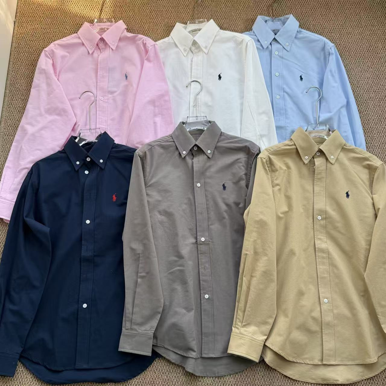 [Original Label with Qr Code] Ralph Lauren Shirt, Oxford Fabric, Loose Straight Fit, Summer, Pony Logo, Unisex