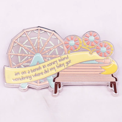 Amusement Park Ferris Wheel Brooch Decoration Enamel Alloy Painted Double Buckle Decorative Badge (Yaxa sancaqları) - silver-d04-03-b04a-28-2-4