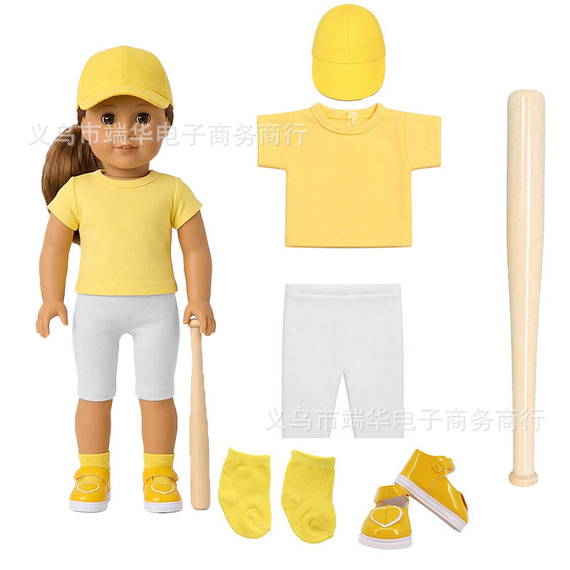18 Zoll American Girl Puppe Baseball-Set, 16 Zoll realistische Puppe Baseballmütze, grenzüberschreitende Bestseller Puppenkleidung Zubehör