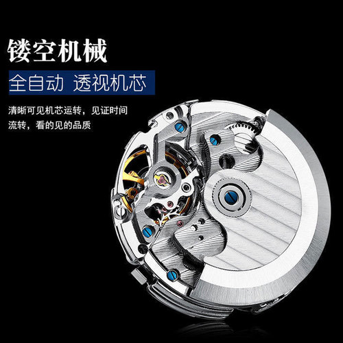 Alyfida Automatic Pure Mechanical Watch Men's Steel Band Hollowed Out Tourbillon Live Multi-function 