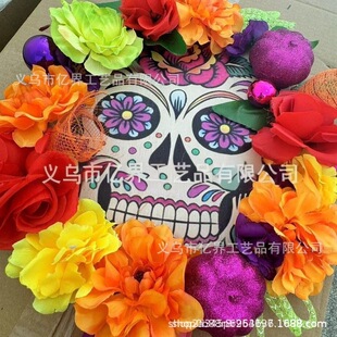 Cross-border All Saints Day of the Dead Indian Garland Farmhouse Garden Courtyard Decorative Background Wall Window Wall Hanging Marigold