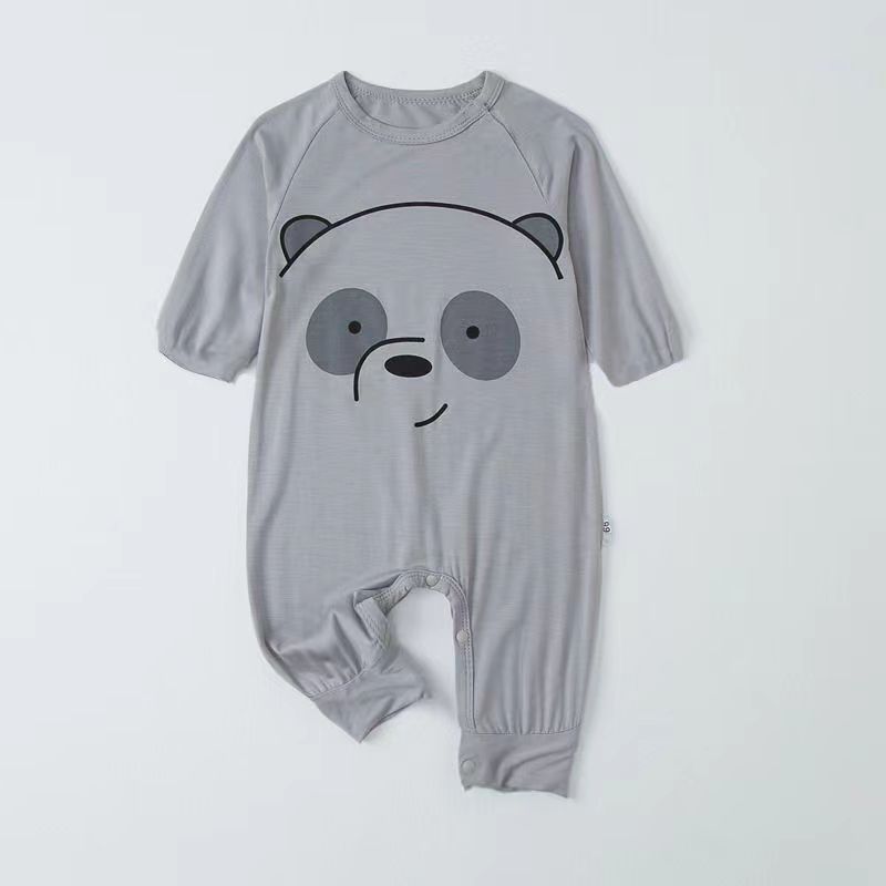 Lasten kevät- ja kesämodaalihaalari, pitkähihainen vauvan makuupussi, jaetut lahkeensuojilla varustetut potkunkestävät kotivaatteet_voghion.com