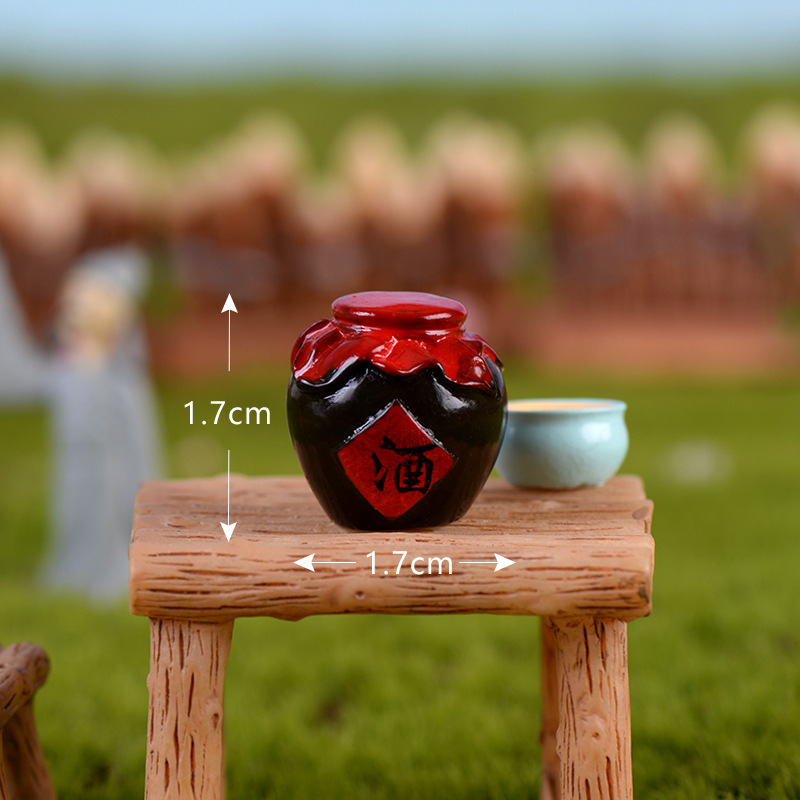 Mini Imitation Solid Wood Tables and Chairs Micro Landscape Resin Square Wooden Tables and Chairs Benches Miniature Ornaments