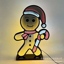 跨境led拐杖姜饼人深渊镜千层镜台灯摆件装饰品节日灯氛围灯摆件