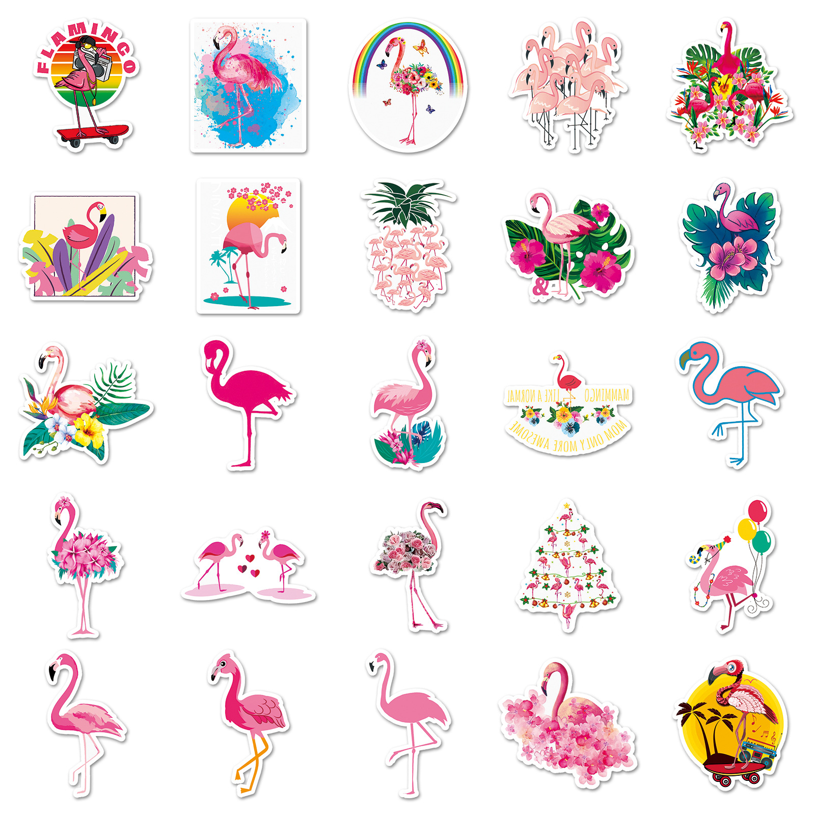 100 Flamingo graffiti dibujos animados animal fresco tarjeta Goo impermeable DIY mano libro decorativo equipaje pegatinas