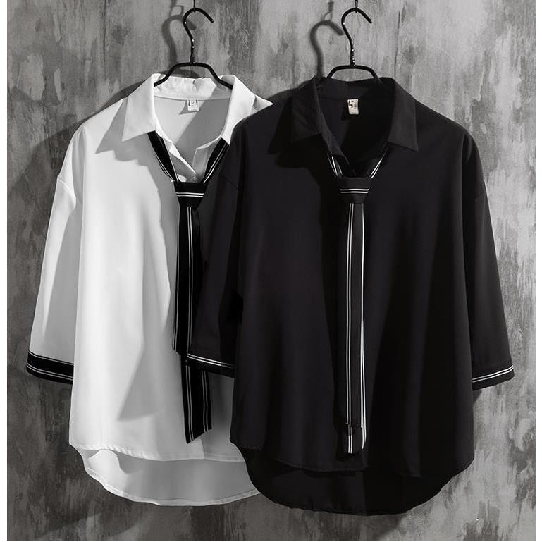 Spring and Autumn Casual Couple Large Size Loose Shirt Thin Long Sleeve Autumn Hairstylist Shirt Ins Trendy Men Spring and Autumn Casual Couple Large Size Loose Shirt Thin Long Sleeve Autumn Hairstylist Shirt Ins Trendy Men