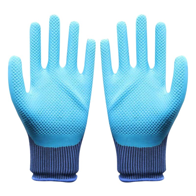 Guantes de protección laboral guantes de inmersión en relieve de látex aceite impermeable antideslizante resistente al desgaste sitio de construcción fábrica al por mayor