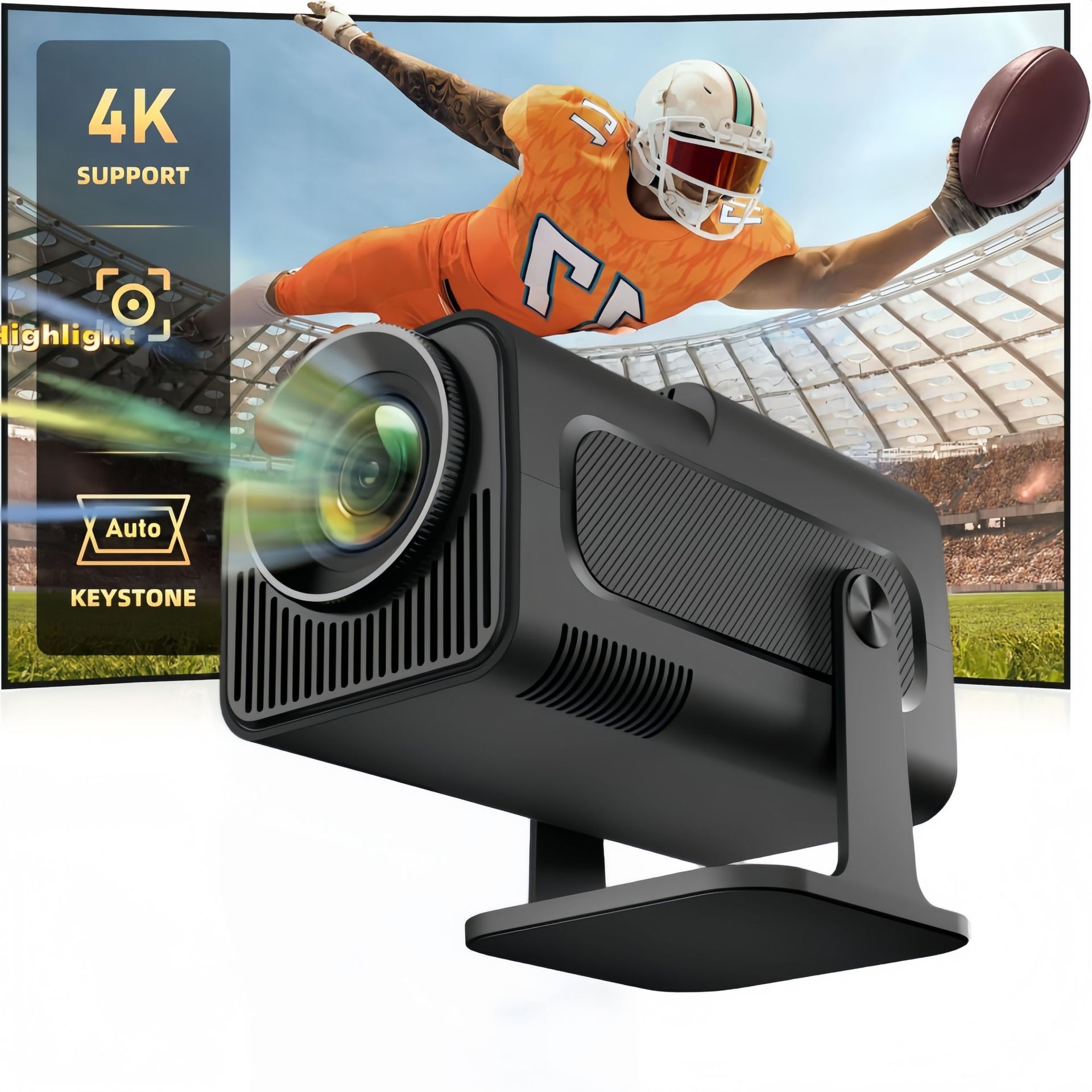 Mini Projector with Wifi and Bluetooth1080P 4K Portable Outdoor Movie Projector,270 °