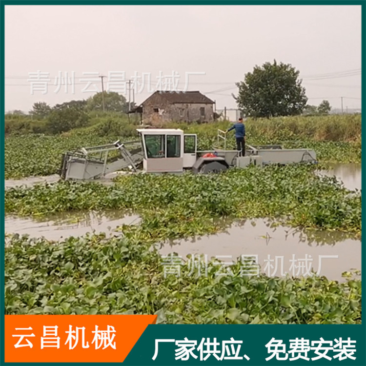 景区水面水浒苔水草收割船 水中水浮萍杂草清理船 河道除草设备