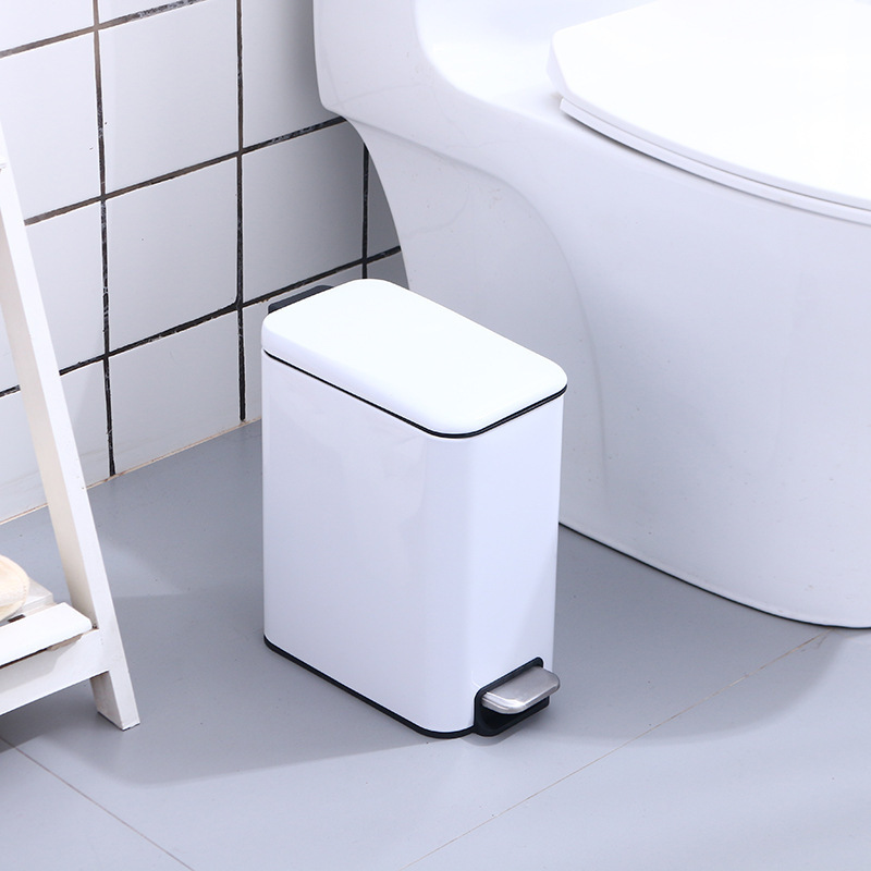 Dormitory Toilet Bathroom Household Small Rectangular Foot-Pedal Trash Can with Lid, Stainless Steel, Ins-Style Light Luxury Dormitory Toilet Bathroom Household Small Rectangular Foot-Pedal Trash Can with Lid, Stainless Steel, Ins-Style Light Luxury