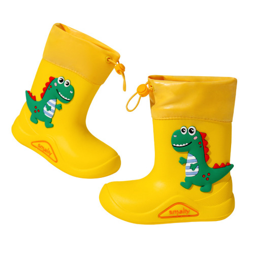 Three-dimensional dinosaur children's rain boots Kindergarten waterproof and non-slip children's and boys' cartoon rain boots with mouth in the tube
