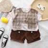 Summer children's cartoon set, summer clothing, jeans, Korean style, with short sleeve, children's clothing