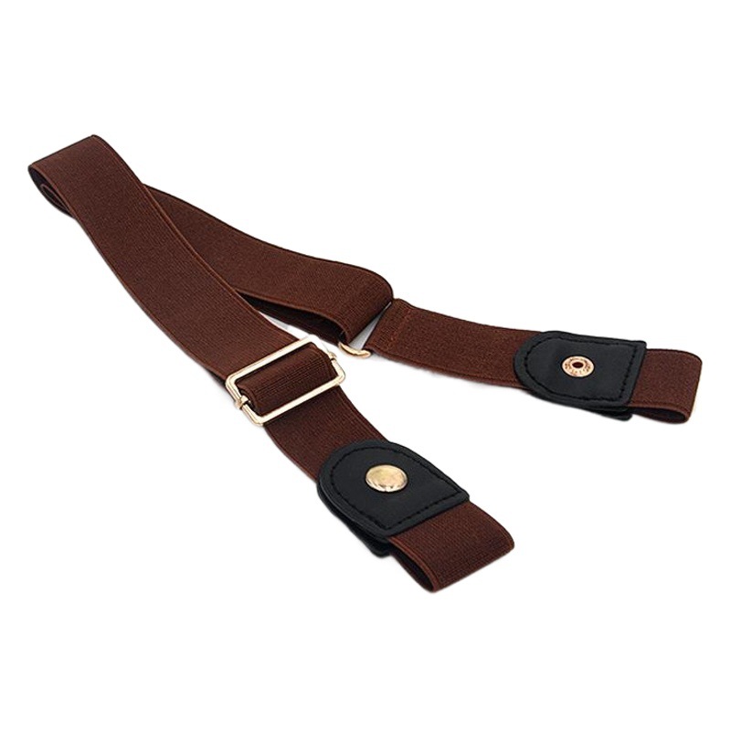 Cuero artificial sin costuras elástico cinturón elástico jeans simple todo partido hombres y mujeres anti-alergia invisible cinturón Perezoso