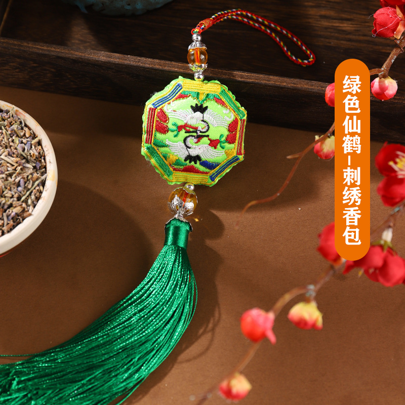 Dragon Boat Festival Bolsita Bolsita Bolso Colgante Carcasa Hebilla Bagua Bordado Crane Bolso Bolso Carcasa Colgante Colgante