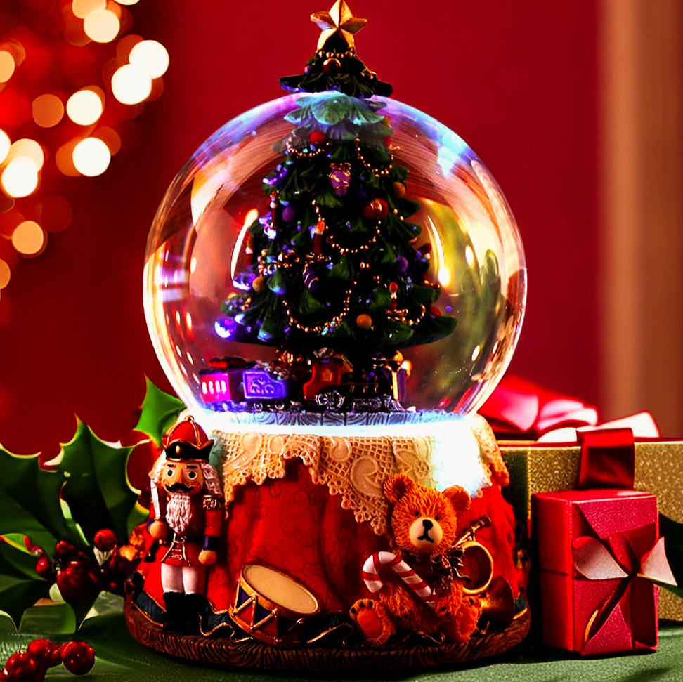 Regalo de Navidad bola de cristal eléctrica caja de música nieve que cae caja de música luminosa San Valentín cumpleaños novia regalo creativo