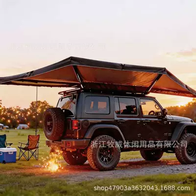 Avtomobil dam çadırları: Sunshade Waterproof Camping Car - 180-quick-open-fan-shaped-canopy-with-light-radius-2m