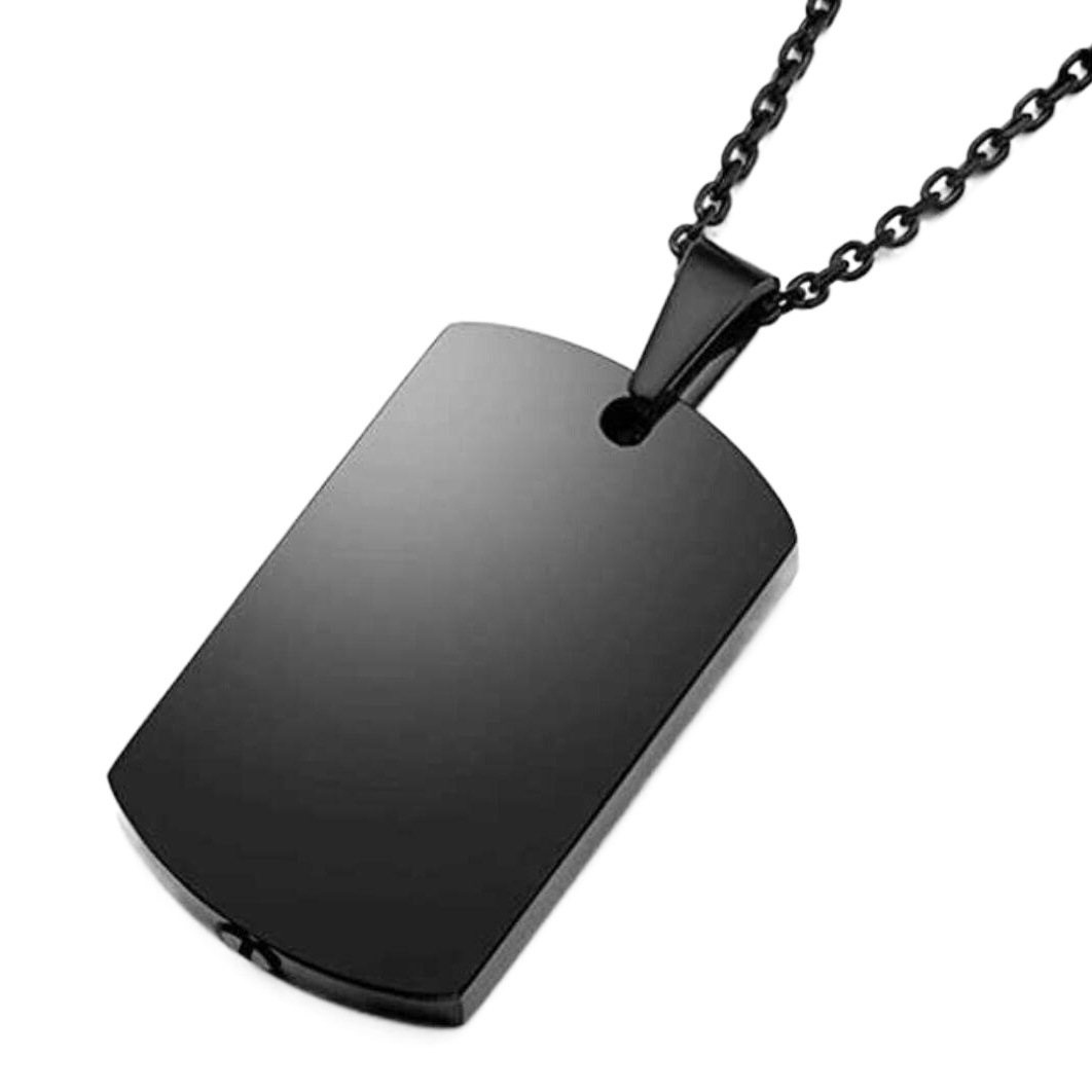 Stainless steel openable urn pendant titanium steel military tag men's tag blank black necklace personalized accessories