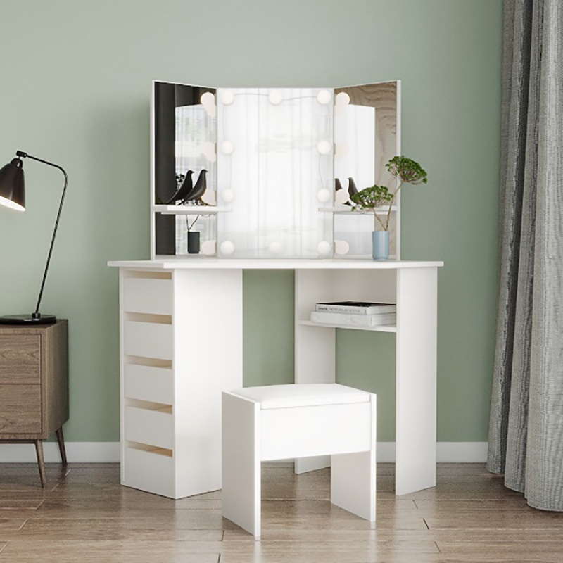 Mesa de maquillaje simple moderna mesa de apartamento pequeño dormitorio chica con espejo de cajón tocador simple