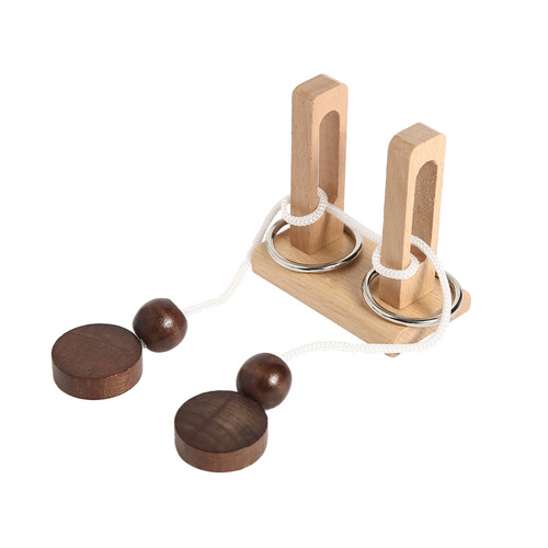Topology toys Wooden educational toys Column rope-unlocking series Ring-unlocking toys Fun Kongming lock Luban lock