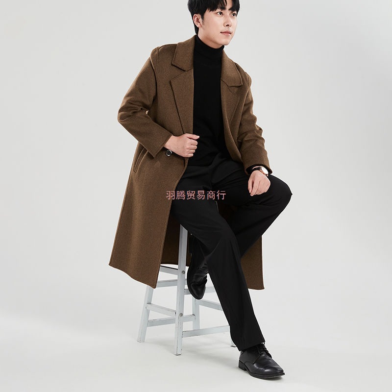 男士100%羊毛双面防寒呢大衣长款秋冬季风衣外套爆款同款正肩双层