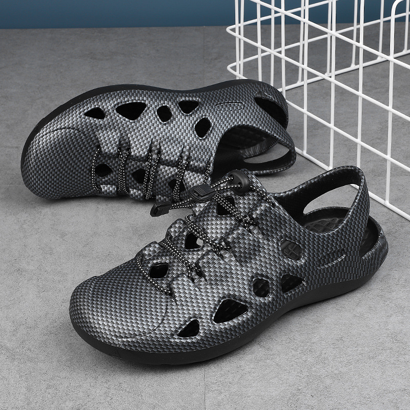 Factory New Cross-border Large Size Lace-up Lightweight EVA Sandals Men's Outdoor Casual Breathable Beach Hole Shoes in Stock