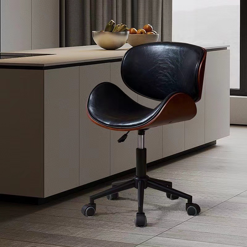 Retro Computer Chair Home Solid Wood Light Luxury Bedroom Study Swivel Chair Lift Seat Mid-Century Style Boss Office Chair