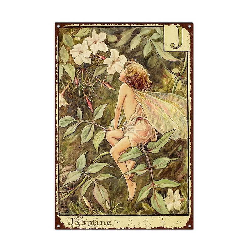 Pintura de hojalata pastoral Flor antigua retro Arte de hierro Pintura colgante pequeña Jardín al aire libre Balcón Decoración de pared Colgante transfronterizo