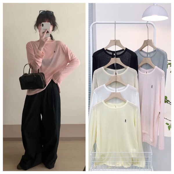 Fashionable summer light and thin breathable knitted sweater with a…