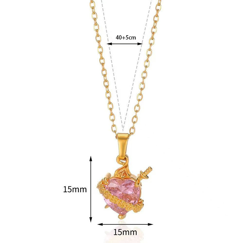 Cupid Elos Arrow Heart Flower Pendant With Brick Crystal Necklace