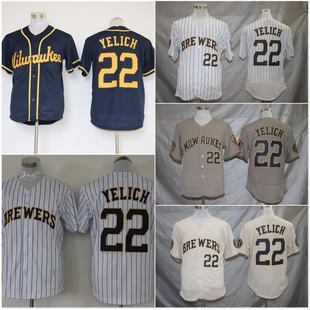 Foreign trade wholesale Milwaukee Brewers jersey jersey team uniform baseball uniform #22 sports striped T-shirt men's clothing