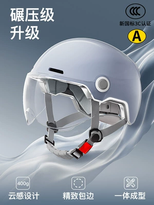 Electric scooter helmet, women's ultra-lightweight half: Motosiklet kaskı (dəbilqə) - 3c-208-titanium-space-gray-transparent-short-lens