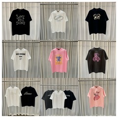 クロスボーダーのトレンドブランドWE11、アメリカンスタイルの夏用純綿プリントゆったり半袖男女兼用Tシャツコレクション