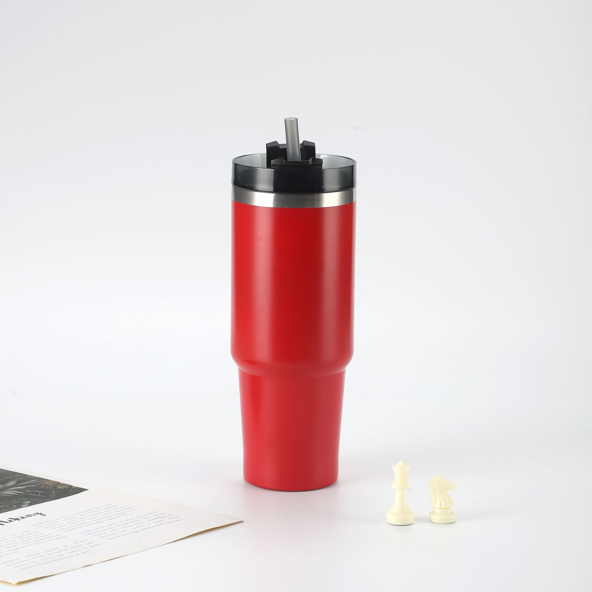 Taza de helado de acero inoxidable 304, doble capa, gran capacidad, con pajita