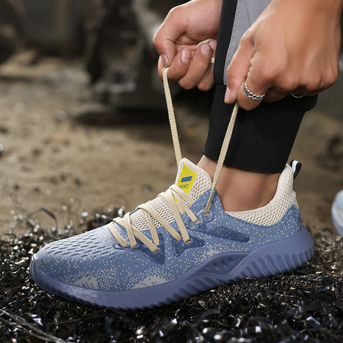 Cross-border labor safety shoes with steel toe cap, anti-puncture and anti-impact, lightweight and fashionable safety protective work shoes.