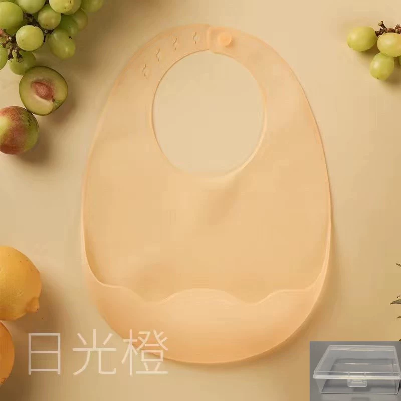 Children's soft light and thin waterproof foldable bib, ultra thin storage system for food, with pocket