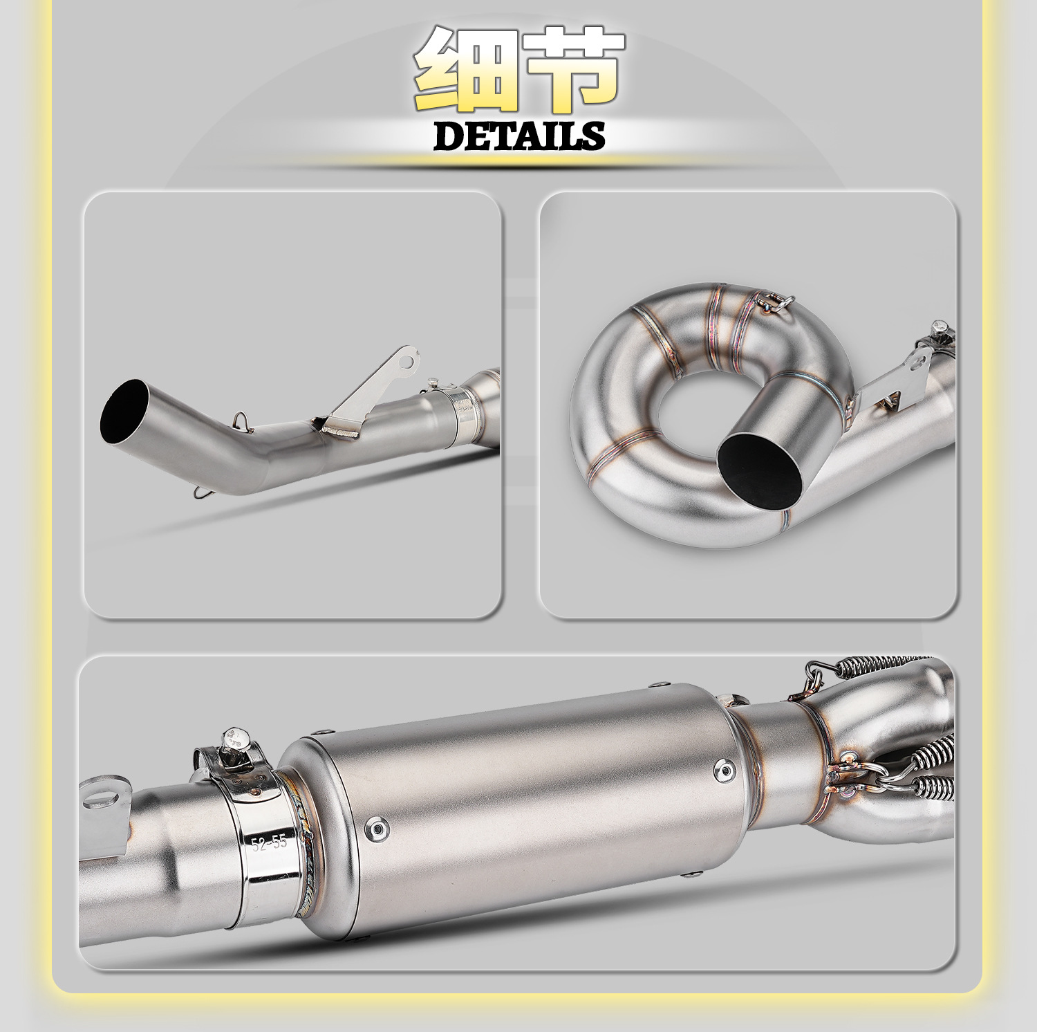 CFMOTO 675SR/NK Motorcycle Modified Exhaust Pipe Straight-through with Silencer, Stainless Steel Front Section, Non-Destructive Installation