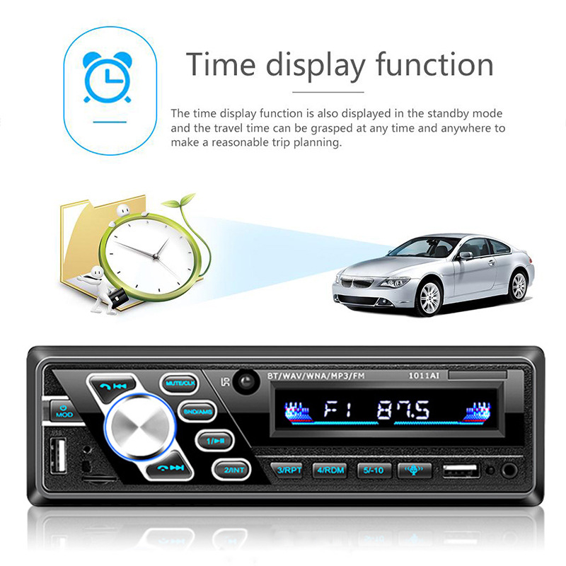 24V Truck Single Spindle Car Bluetooth Hands-Free Mp3 Player USB Card Fm Radio 1011Ai