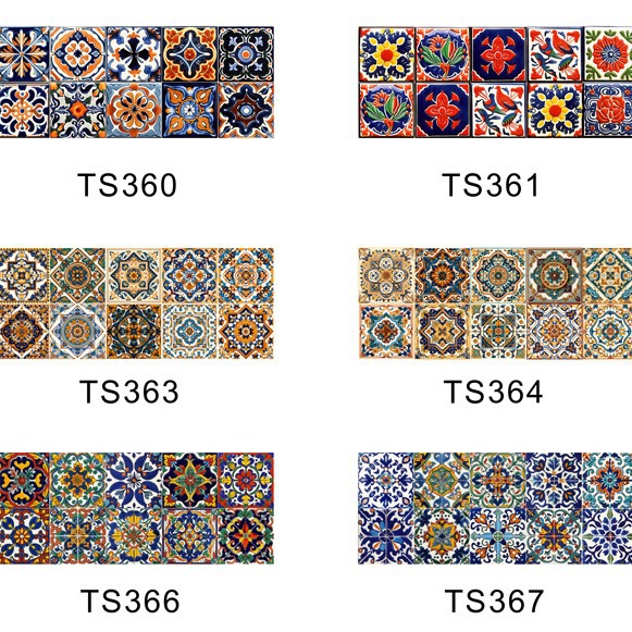 Ts360-368 Cross-Border Wall Decoration Stickers Moroccan Style Tile Stickers Living Room Bedroom Decorative Paintings Wall Stickers