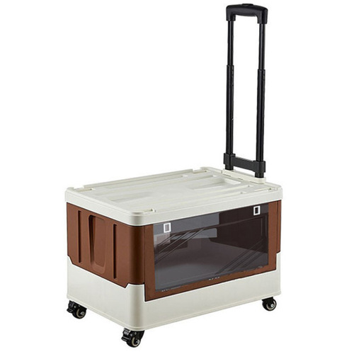 Outdoor Camping Car-Mounted Foldable Storage Box, Large-Size Transparent Plastic, Side-Opening Design with Handle and Wheels