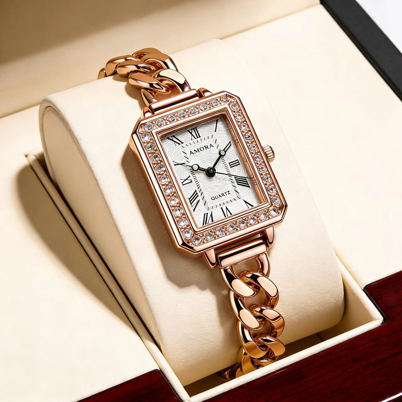 Square diamond elegant quartz watches