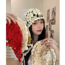 超绝波西米亚针织帽！复古钩花川西旅游民族风显脸小编织套头帽女