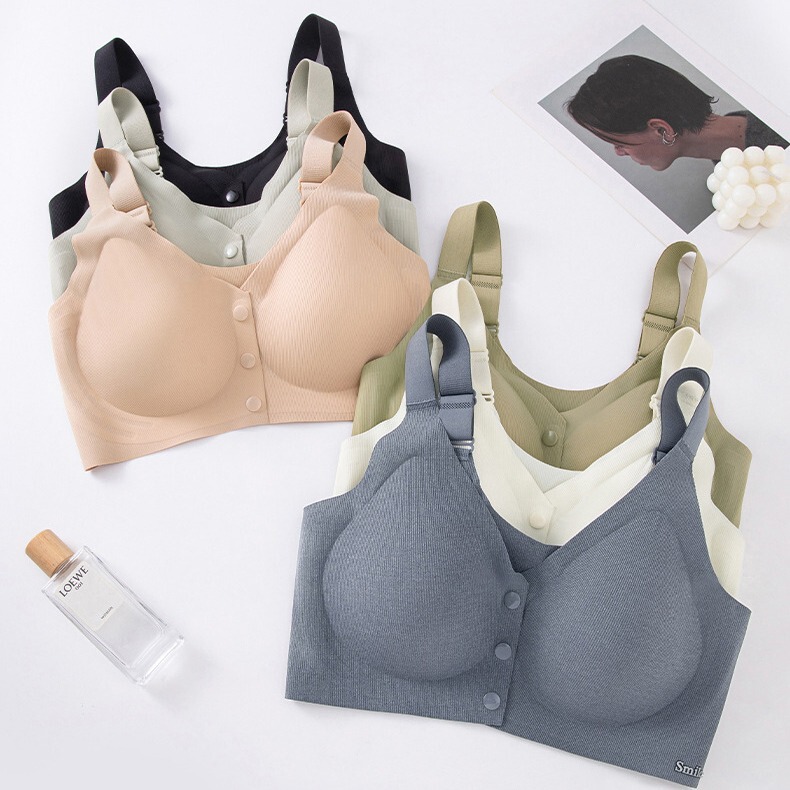 Three-in-one front buckle series middle-aged and elderly underwear nursing plus size underwear without steel ring vest bra 1023#